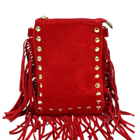 Mia Italian Suede Leather Fringe Shoulder Bag - Leather Italiano