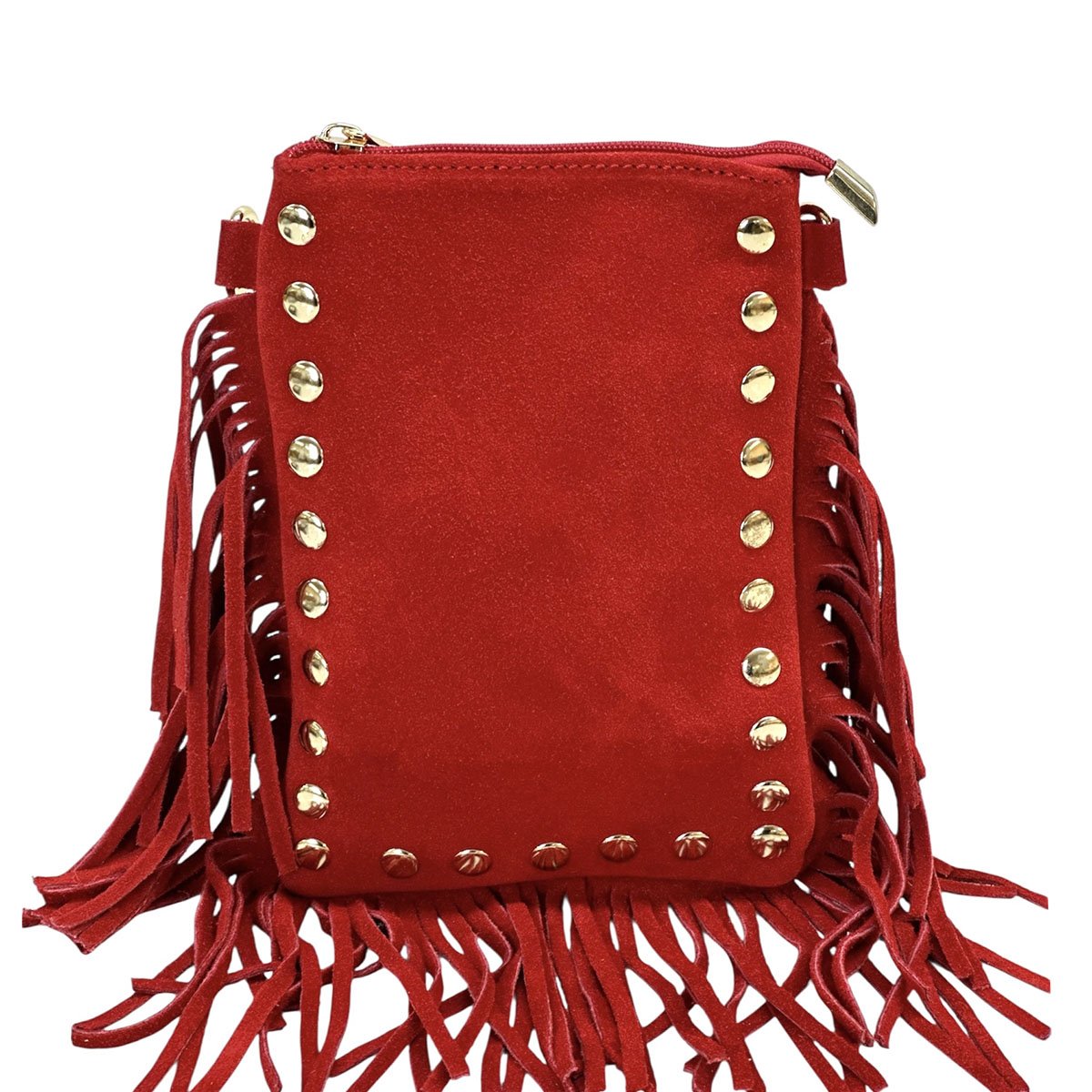 Mia Italian Suede Leather Fringe Shoulder Bag - Leather Italiano
