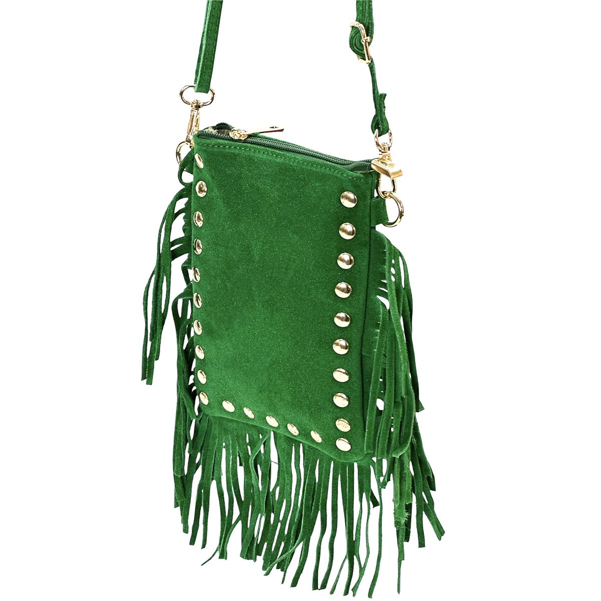 Mia Italian Suede Leather Fringe Shoulder Bag - Leather Italiano