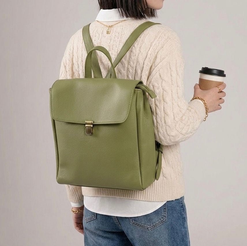 Michela Minimalist Italian Leather Backpack - Leather Italiano