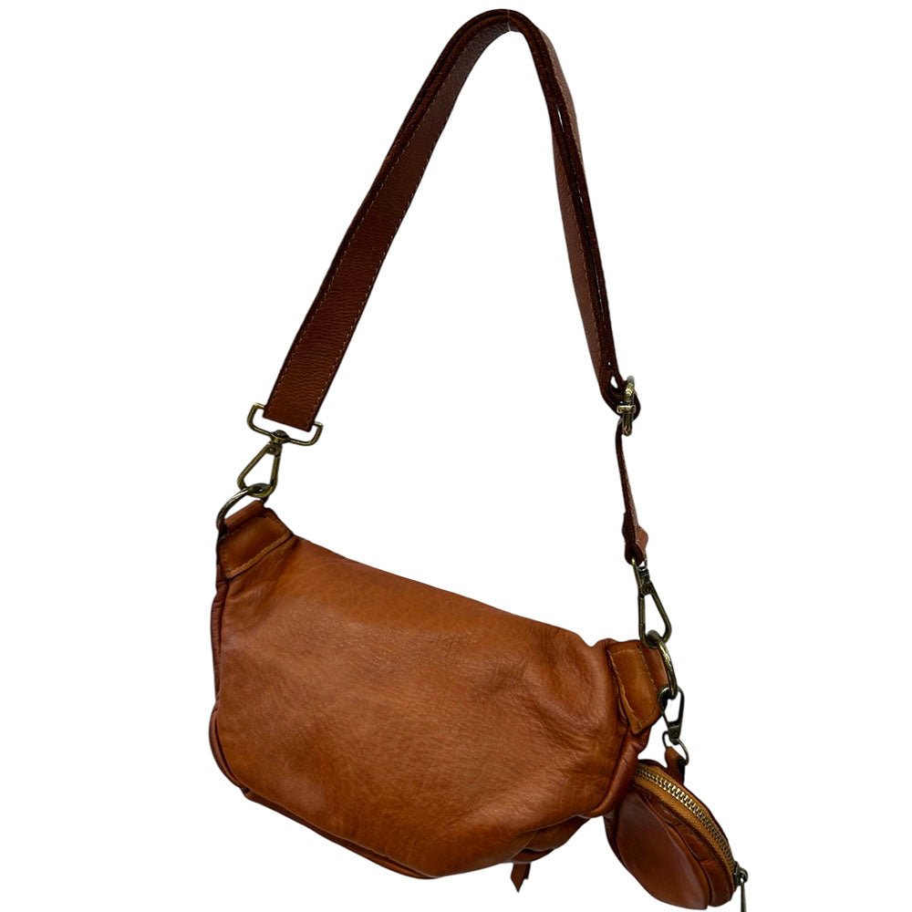 Milo Washed Cow Leather Belt Bag with Coin Pouch - Leather Italiano