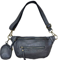 Milo Washed Cow Leather Belt Bag with Coin Pouch - Leather Italiano