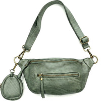 Milo Washed Cow Leather Belt Bag with Coin Pouch - Leather Italiano