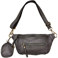 Milo Washed Cow Leather Belt Bag with Coin Pouch - Leather Italiano
