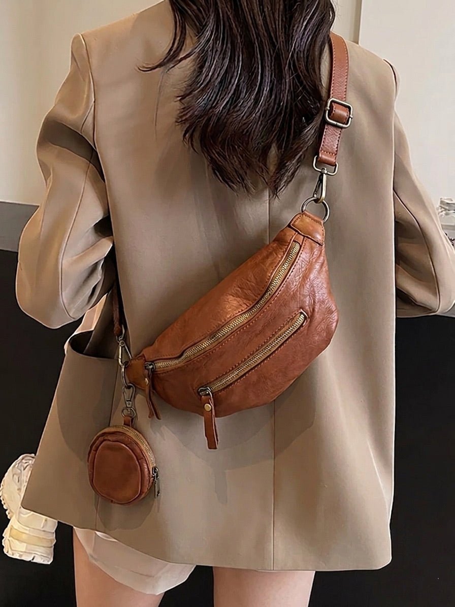Milo Washed Cow Leather Belt Bag with Coin Pouch - Leather Italiano