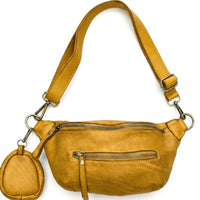 Milo Washed Cow Leather Belt Bag with Coin Pouch - Leather Italiano