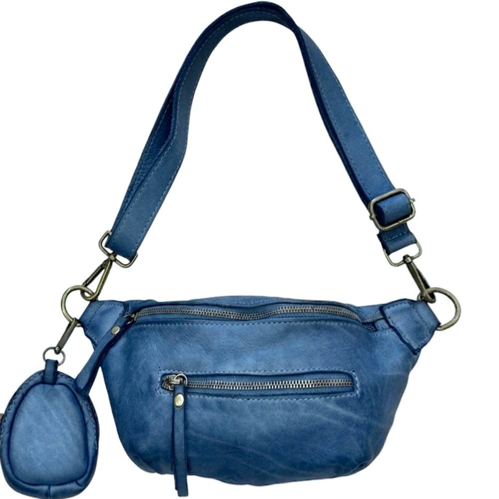 Milo Washed Cow Leather Belt Bag with Coin Pouch - Leather Italiano