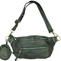 Milo Washed Cow Leather Belt Bag with Coin Pouch - Leather Italiano