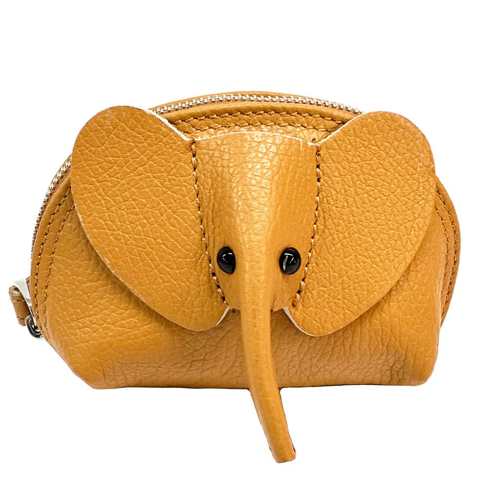 Mini Italian Leather Elephant Pouch – Playful Leather Coin & Key Pouch - Leather Italiano