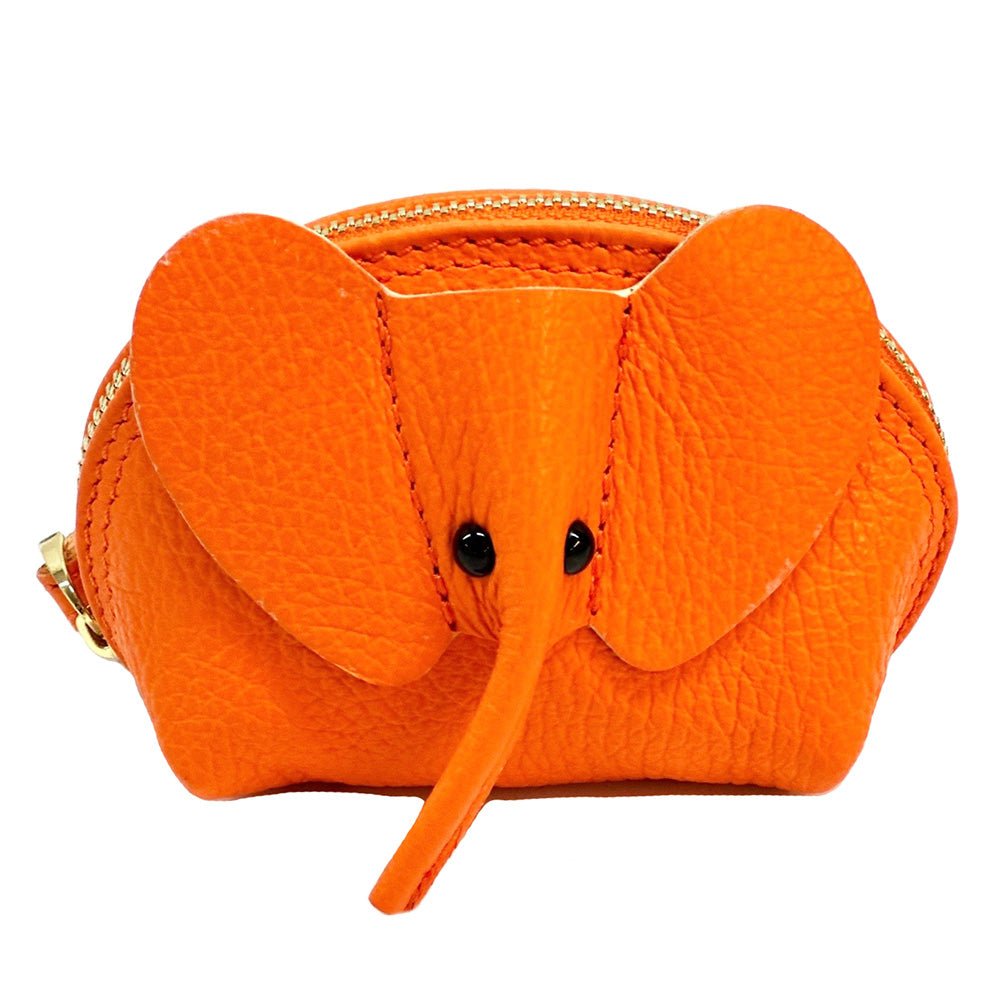 Mini Italian Leather Elephant Pouch – Playful Leather Coin & Key Pouch - Leather Italiano