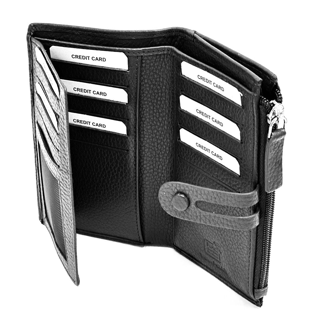 Mirello Cow Leather Zip Wallet - Leather Italiano