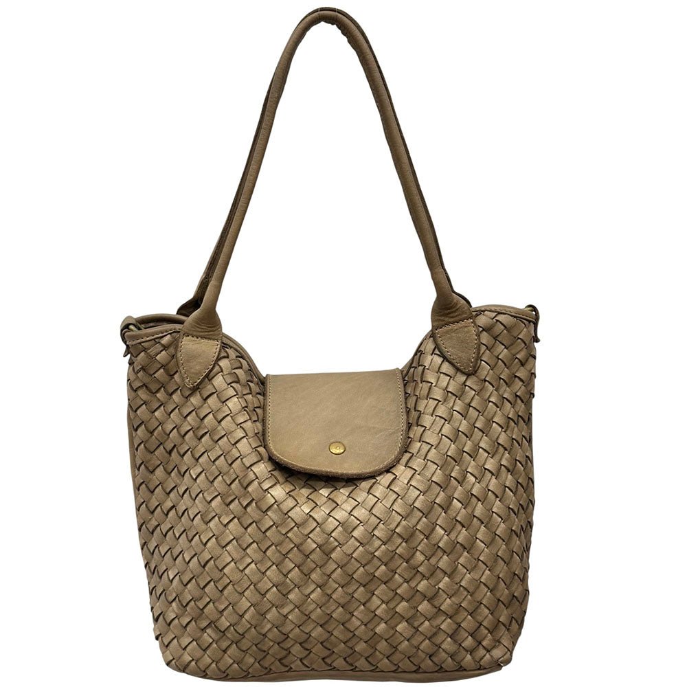 Mirelva Woven Washed Calf Leather Tote Bag - Leather Italiano