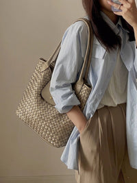 Mirelva Woven Washed Calf Leather Tote Bag - Leather Italiano