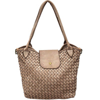Mirelva Woven Washed Calf Leather Tote Bag - Leather Italiano