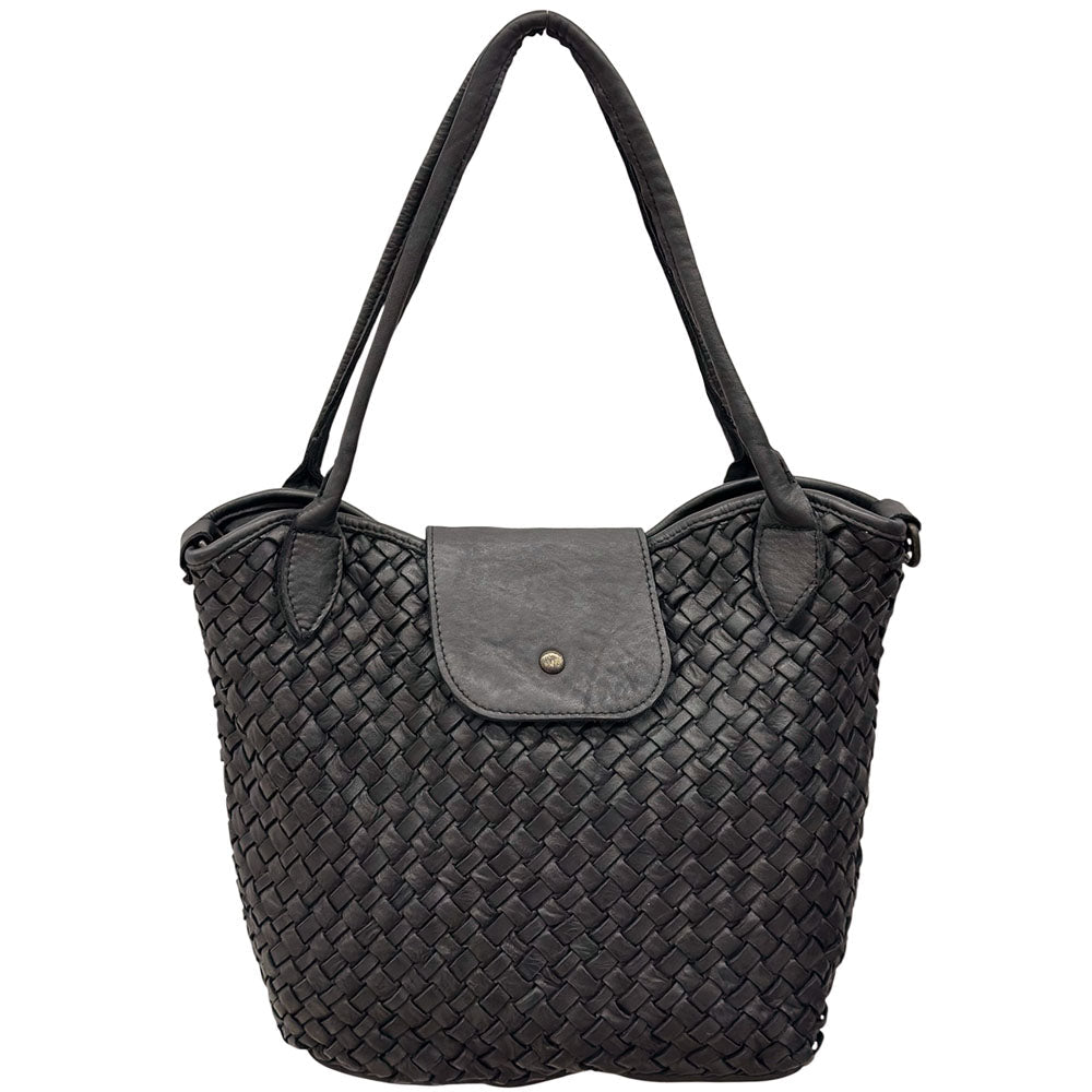 Mirelva Woven Washed Calf Leather Tote Bag - Leather Italiano