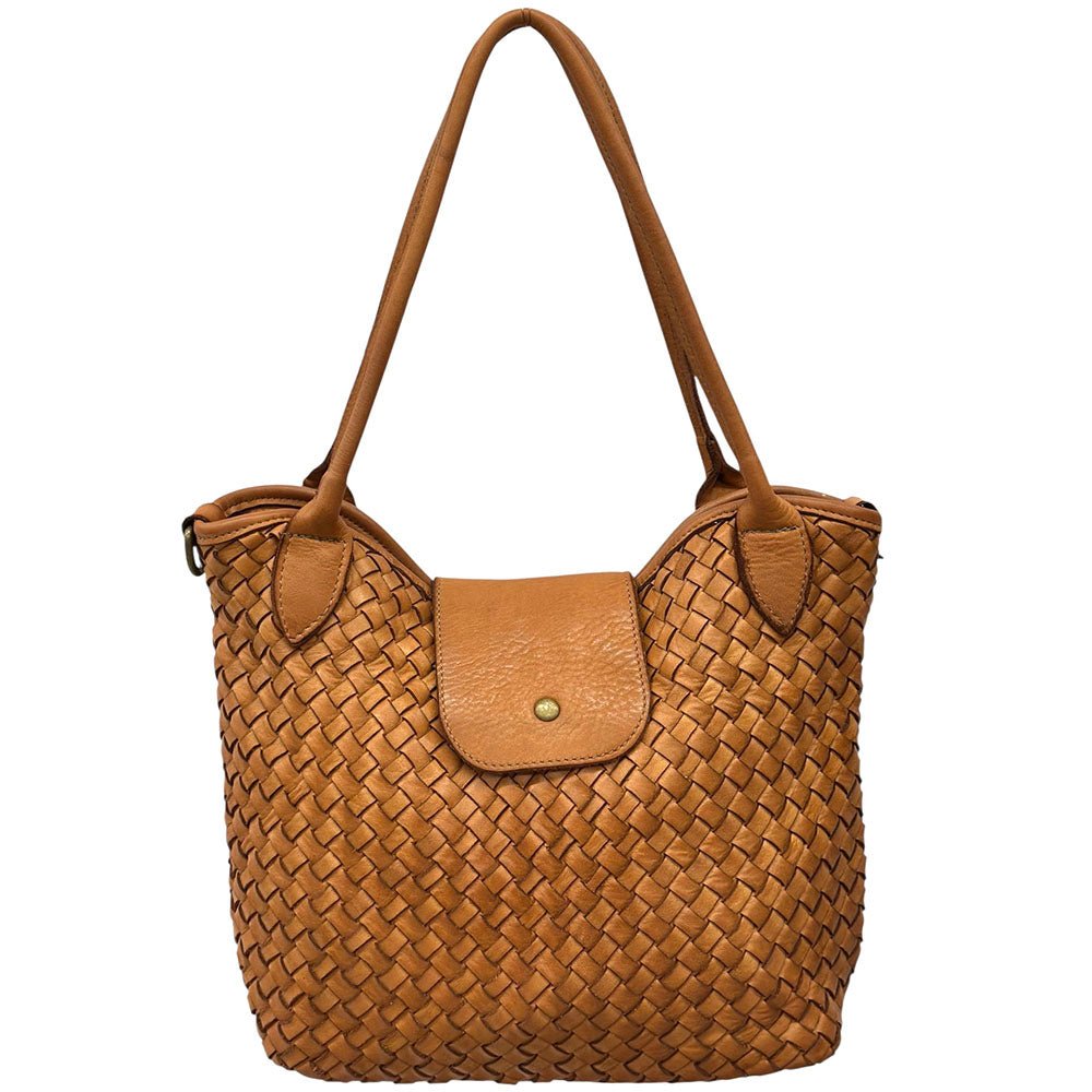 Mirelva Woven Washed Calf Leather Tote Bag - Leather Italiano