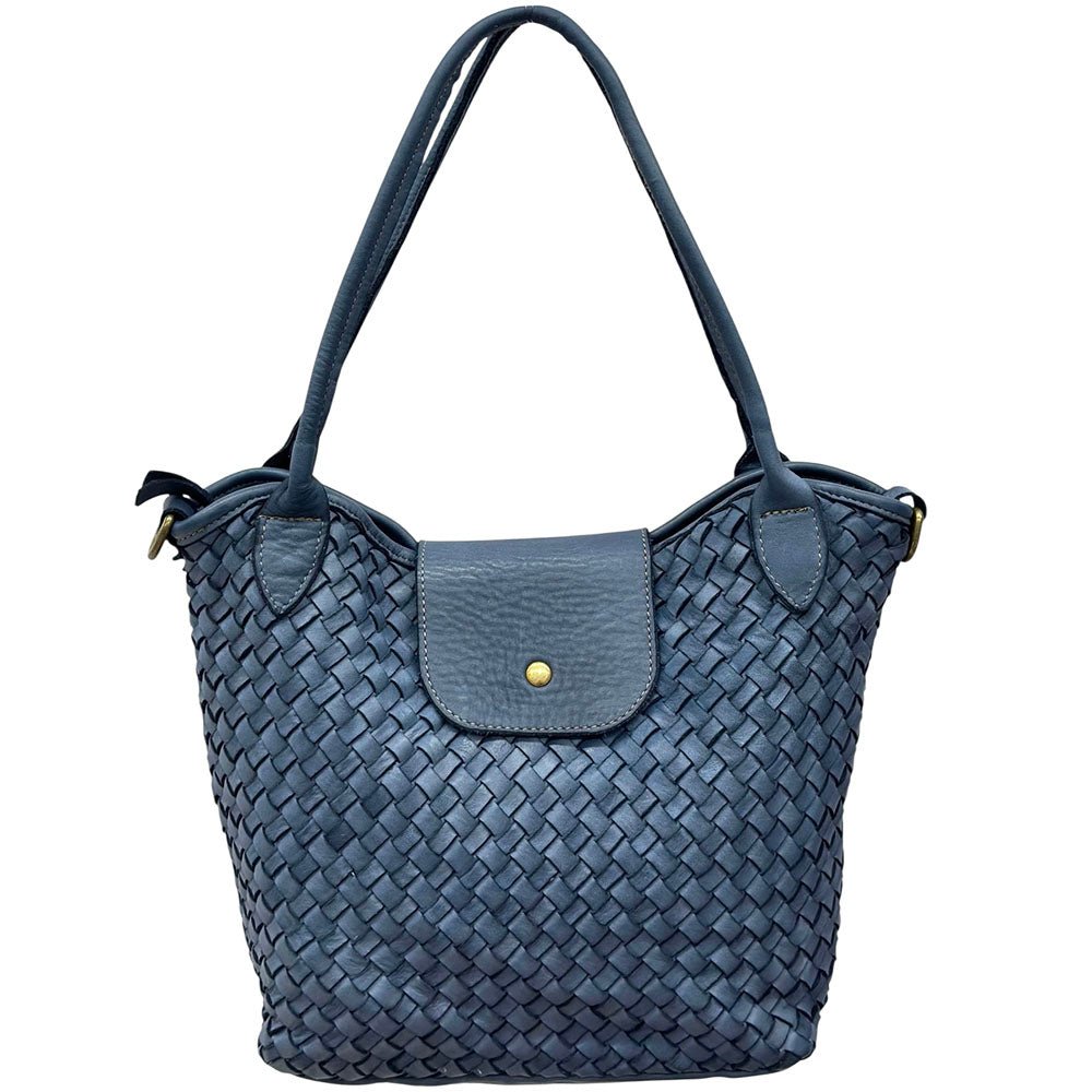 Mirelva Woven Washed Calf Leather Tote Bag - Leather Italiano
