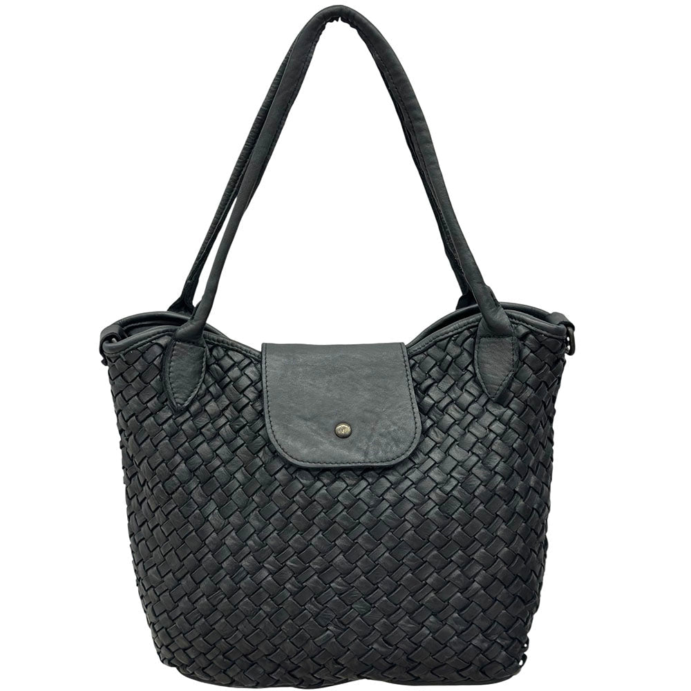 Mirelva Woven Washed Calf Leather Tote Bag - Leather Italiano
