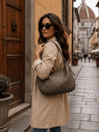 Monica Woven Italian Leather Hobo Bag - Leather Italiano