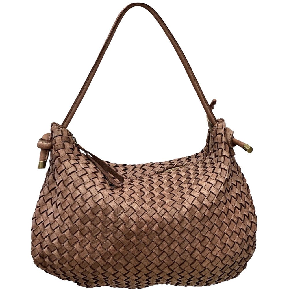 Monica Woven Italian Leather Hobo Bag - Leather Italiano