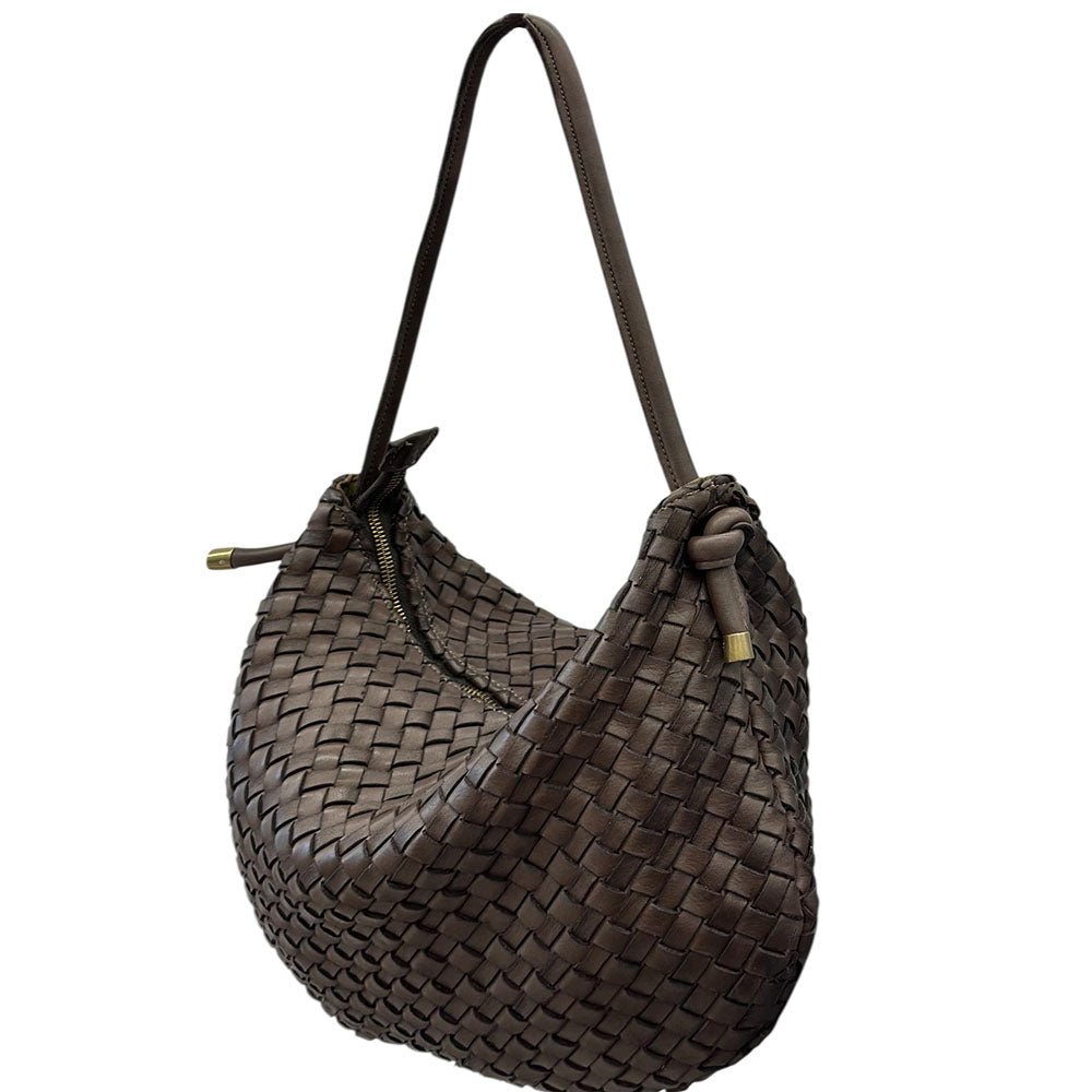 Monica Woven Italian Leather Hobo Bag - Leather Italiano