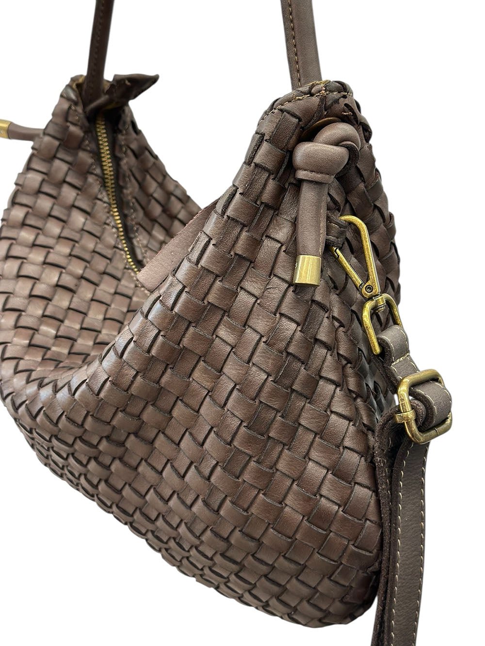 Monica Woven Italian Leather Hobo Bag - Leather Italiano