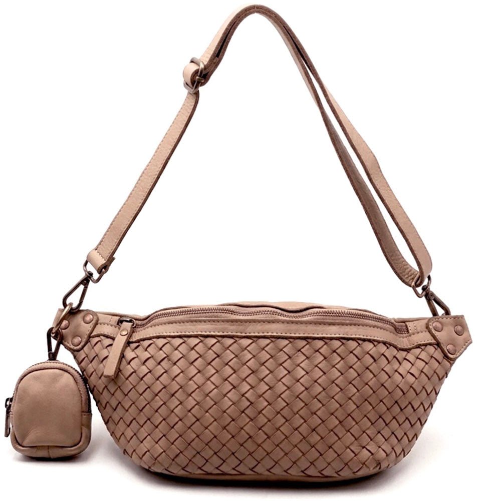 Nissim Leather Woven Sling Bag - Leather Italiano