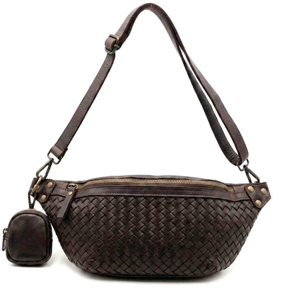Nissim Leather Woven Sling Bag - Leather Italiano