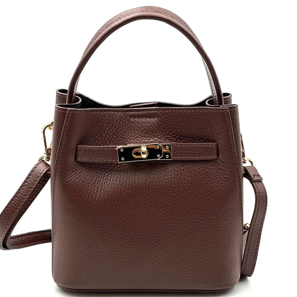 Nives Italian Leather Top Handle Bag - Leather Italiano