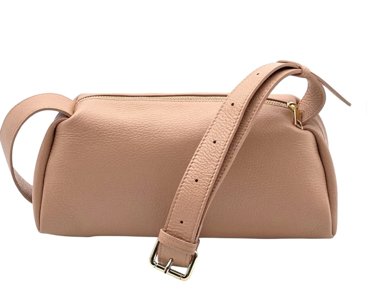 Noa Italian Leather Barrel Shoulder Bag - Handcrafted in Florence - Leather Italiano