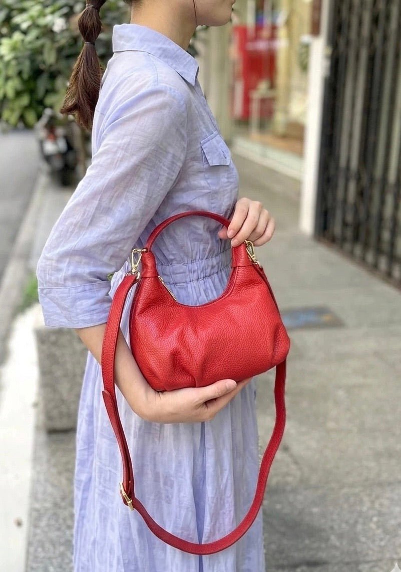 Noemi Compact Italian Leather Hobo Bag - Leather Italiano