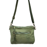 Norevia Mini Washed Cow Leather Woven Crossbody Bag - Leather Italiano