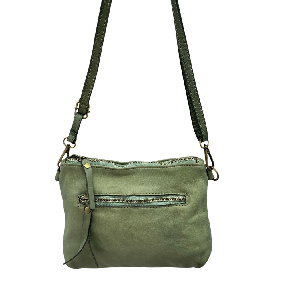 Norevia Mini Washed Cow Leather Woven Crossbody Bag - Leather Italiano