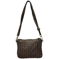 Norevia Mini Washed Cow Leather Woven Crossbody Bag - Leather Italiano