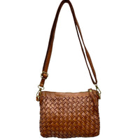 Norevia Mini Washed Cow Leather Woven Crossbody Bag - Leather Italiano