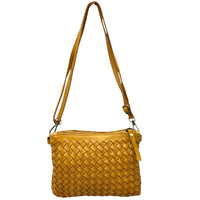Norevia Mini Washed Cow Leather Woven Crossbody Bag - Leather Italiano