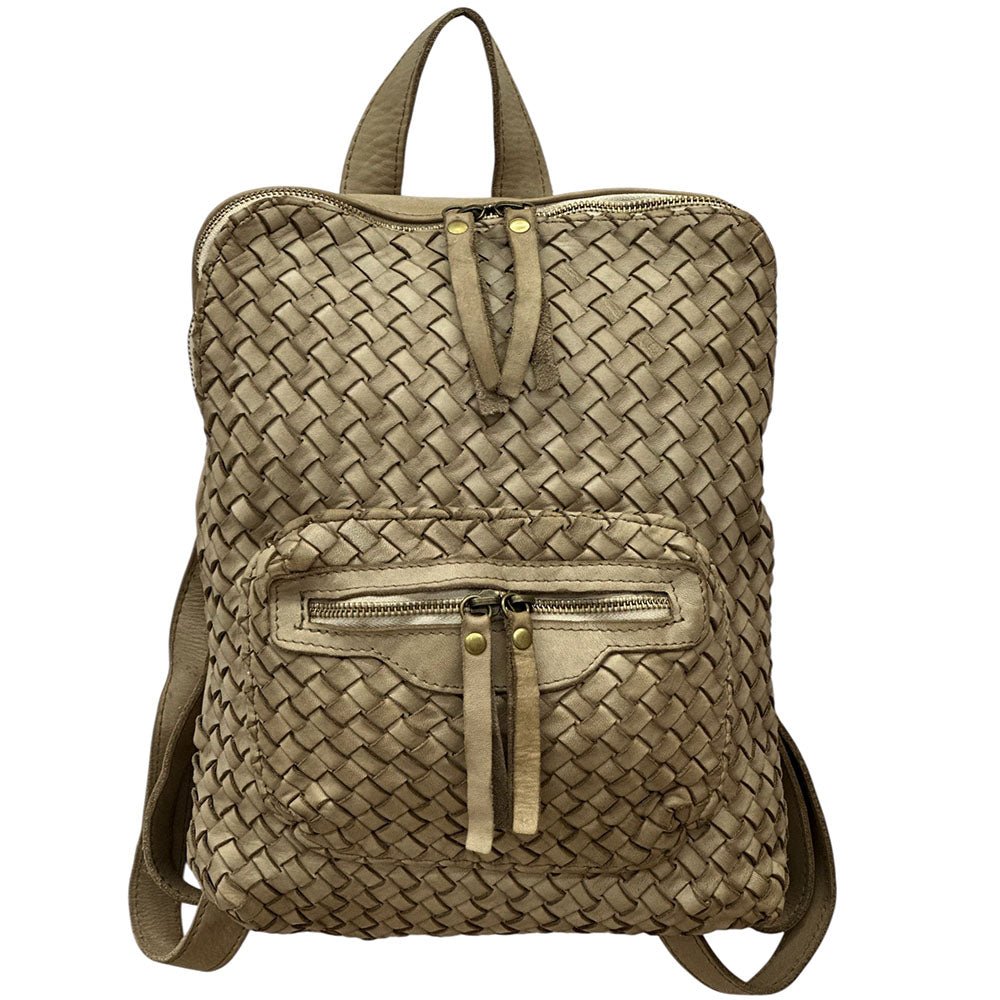 Norvella Woven Washed Calf Leather Backpack - Leather Italiano