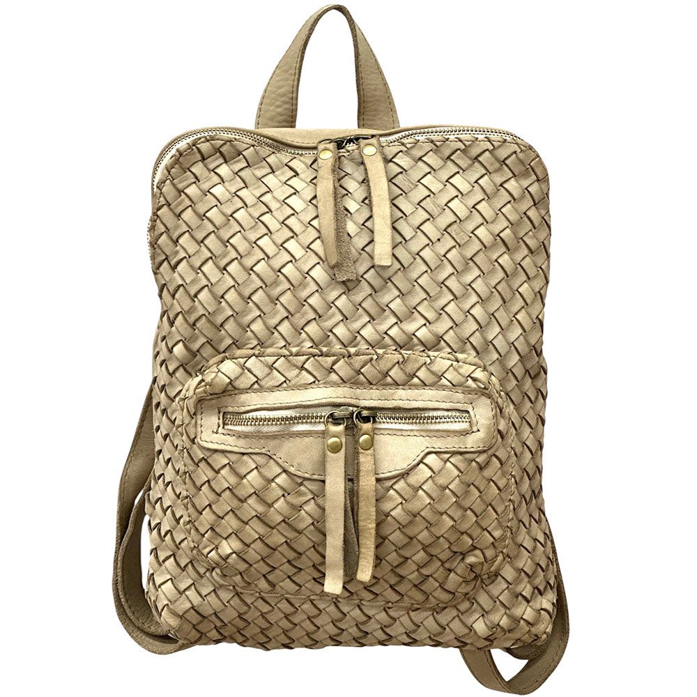 Norvella Woven Washed Calf Leather Backpack - Leather Italiano