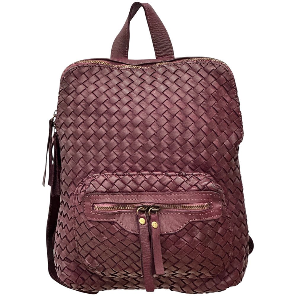 Norvella Woven Washed Calf Leather Backpack - Leather Italiano