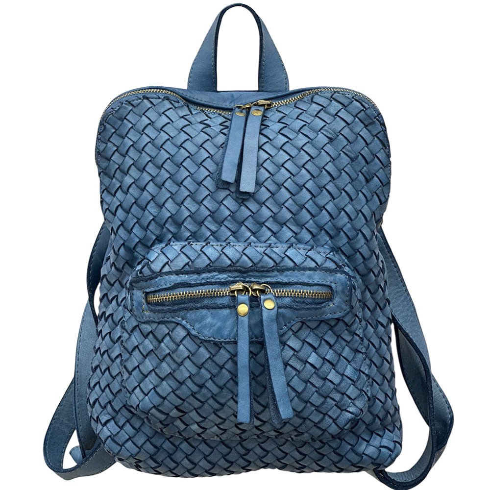 Norvella Woven Washed Calf Leather Backpack - Leather Italiano