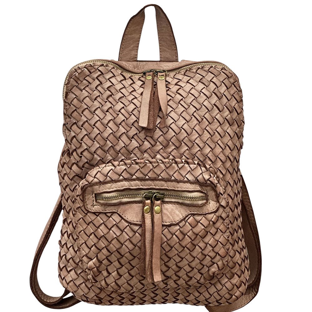 Norvella Woven Washed Calf Leather Backpack - Leather Italiano