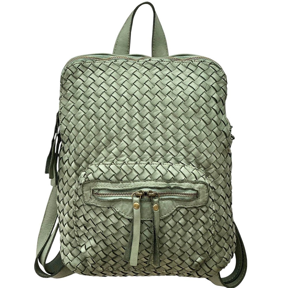 Norvella Woven Washed Calf Leather Backpack - Leather Italiano