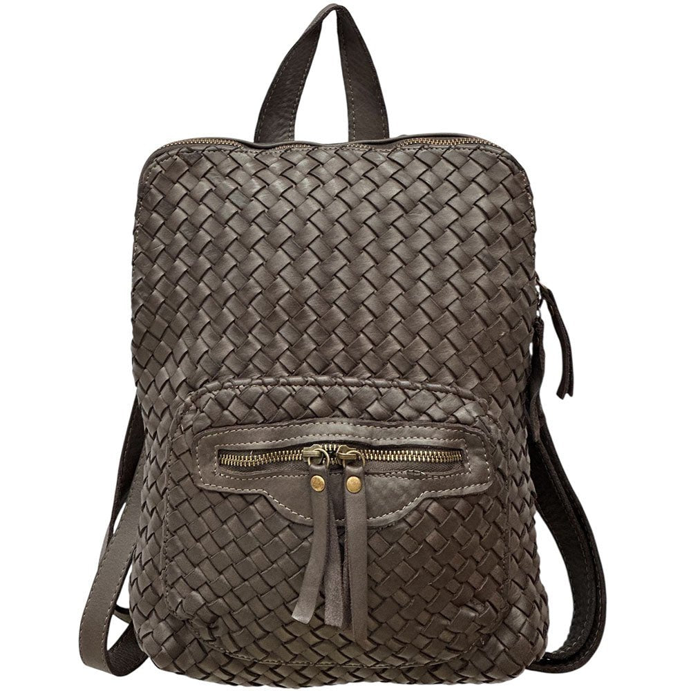 Norvella Woven Washed Calf Leather Backpack - Leather Italiano