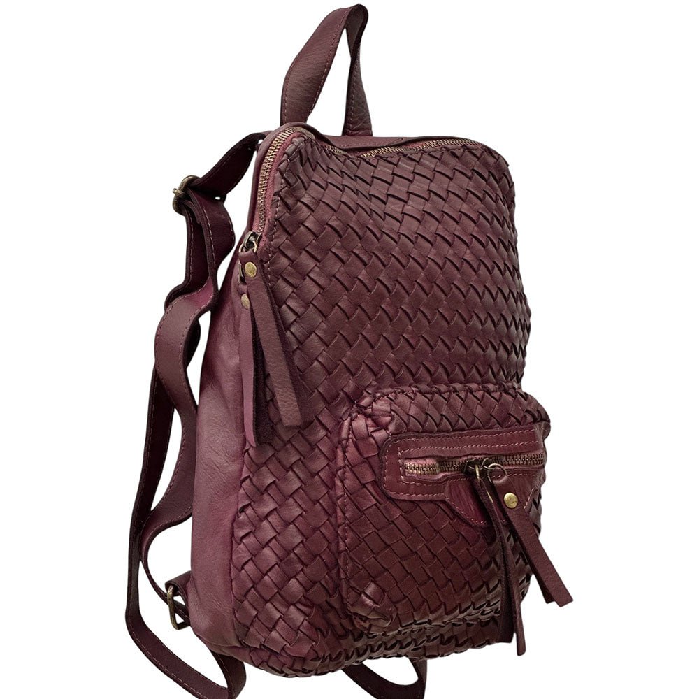 Norvella Woven Washed Calf Leather Backpack - Leather Italiano