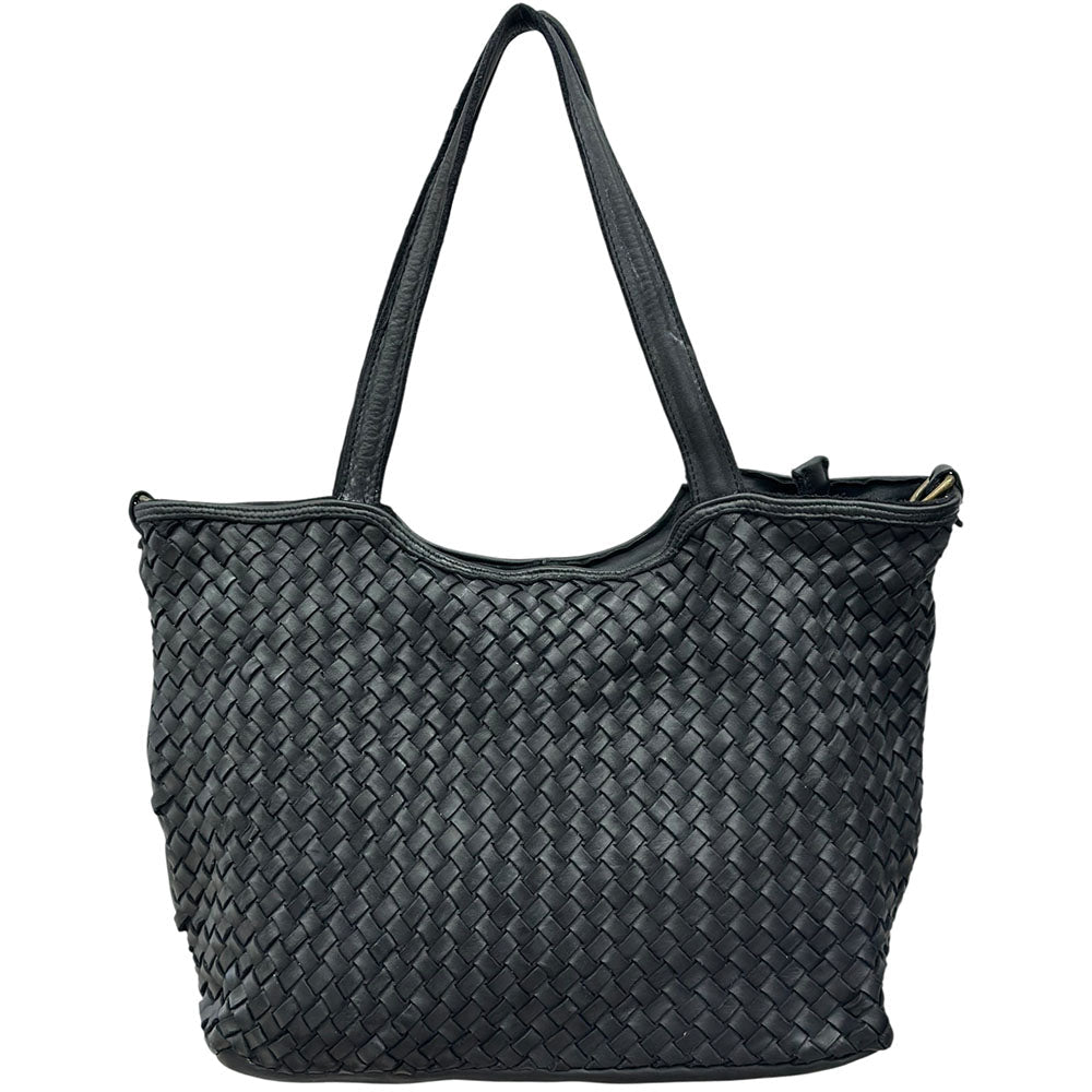 Orlena Woven Washed Calf Leather Shoulder Bag - Leather Italiano