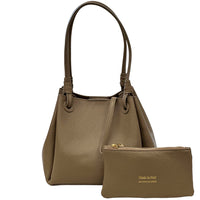 Ornella Pebbled Leather Shoulder Tote Bag - Leather Italiano