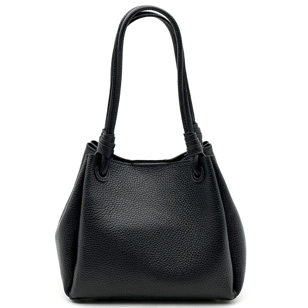 Ornella Pebbled Leather Shoulder Tote Bag - Leather Italiano