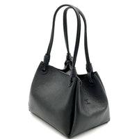 Ornella Pebbled Leather Shoulder Tote Bag - Leather Italiano