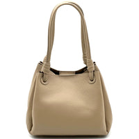 Ornella Pebbled Leather Shoulder Tote Bag - Leather Italiano
