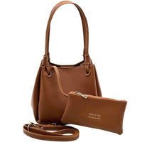 Ornella Pebbled Leather Shoulder Tote Bag - Leather Italiano